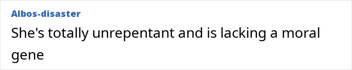 Text showing a defiant message criticizing authorities with the phrase unrepentant and lacking a moral gene.