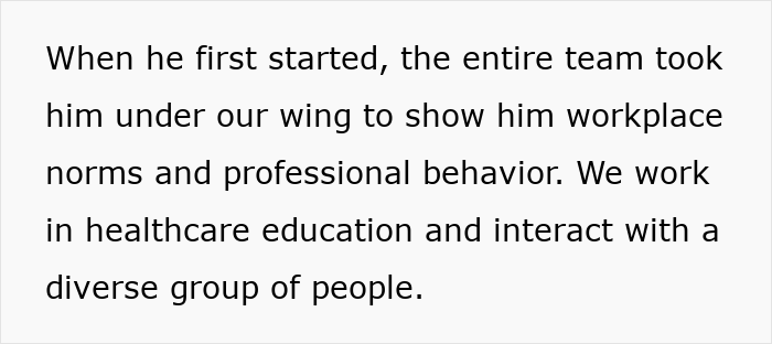 Text excerpt describing a woman feeling weirded out as a coworker insists on calling her his work mom.