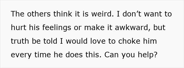 Text expressing a woman feeling weirded out as a coworker insists on calling her his work mom.