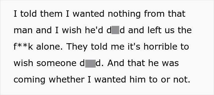 Text message showing a guy expressing anger and telling siblings he wants nothing to do with a man and wants them left alone.