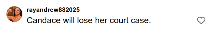 Comment on social media stating Candace will lose her court case, related to Candace Owens and Brigitte Macron discussion.