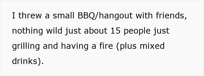Screenshot of a message about a BBQ and drinks mentioning a mentally unstable woman attempting to tamper with a friend's drink Screenshot of a message about a BBQ and drinks mentioning a mentally unstable woman attempting to tamper with a friend's drink