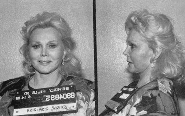 Black and white mugshot photo of a female celebrity taken after being arrested, showing front and side profile views.