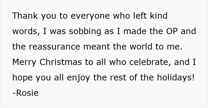 Thank you message from a vegetarian host expressing gratitude after family reaction to no ham at Christmas dinner.