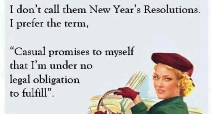 Vintage style woman holding papers with humorous text about casual promises, perfect for 50 funny Christmas memes collection.