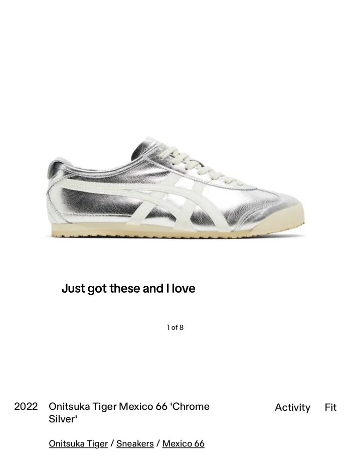 Silver Onitsuka Tiger Mexico 66 sneaker, a popular Christmas gift recommendation for style and comfort.