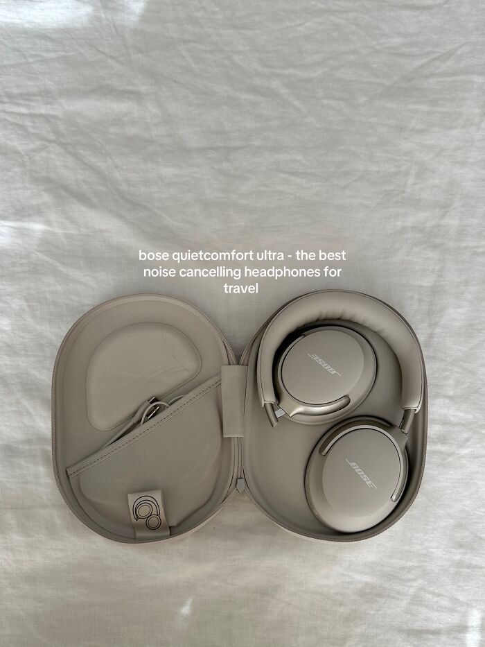 Bose QuietComfort Ultra noise cancelling headphones in a travel case, featured as a top Christmas gift recommendation.