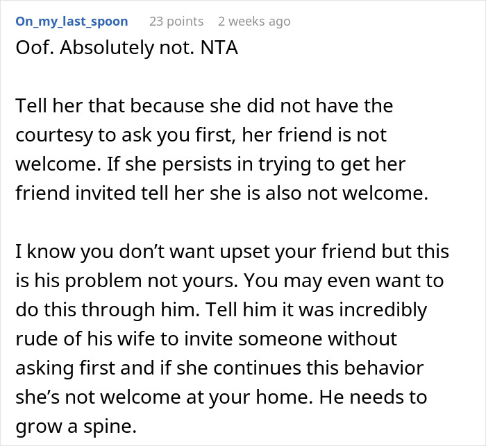 Text post discussing boundaries after a friend&rsquo;s wife invited random people, leading to Christmas cancellation.