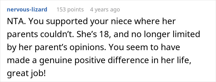 Comment on aunt pay niece tummy tuck drama supporting niece&rsquo;s decision despite parents&rsquo; objections, highlighting positive impact.