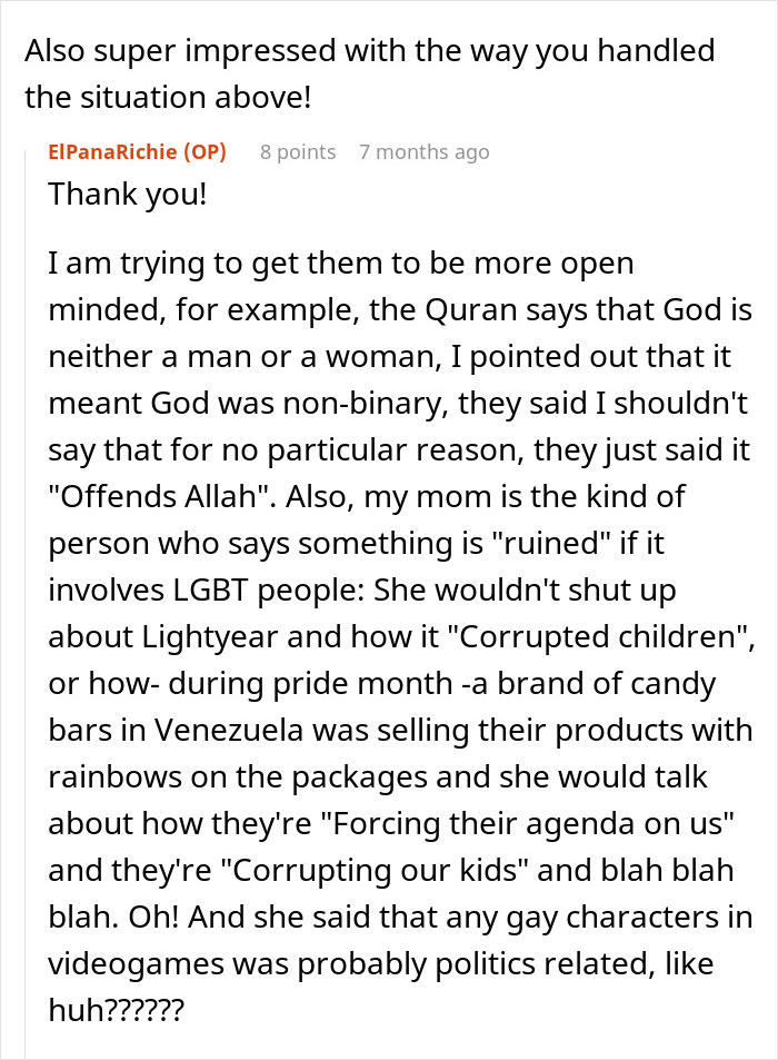 Reddit conversation showing a secretly gay teen discussing homophobic parents and teaching them a lesson on respect in his own way.