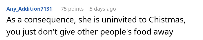 Screenshot of an online comment discussing unexpected issues with leftovers from an expensive Thanksgiving dinner hosted by a couple. Screenshot of an online comment discussing unexpected issues with leftovers from an expensive Thanksgiving dinner hosted by a couple.