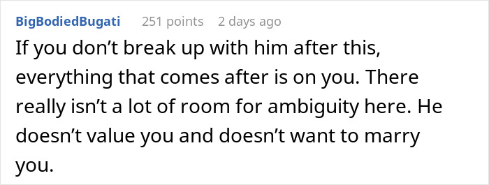 Comment about a man telling his girlfriend she must earn an engagement ring after 4.5 years, sparking relationship drama. Comment about a man telling his girlfriend she must earn an engagement ring after 4.5 years, sparking relationship drama.