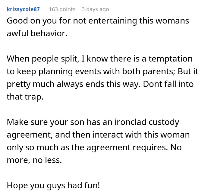 Screenshot of a user comment discussing a holiday clapback involving an entitled ex-daughter-in-law and family drama. Screenshot of a user comment discussing a holiday clapback involving an entitled ex-daughter-in-law and family drama.