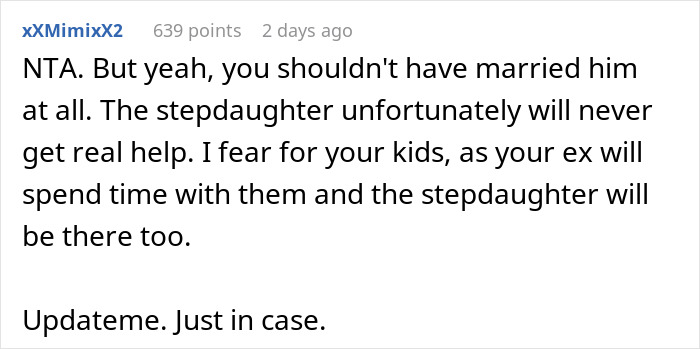 Commenter discusses issues with stepdaughter&rsquo;s behavior and fears for children&rsquo;s safety after woman leaves husband.