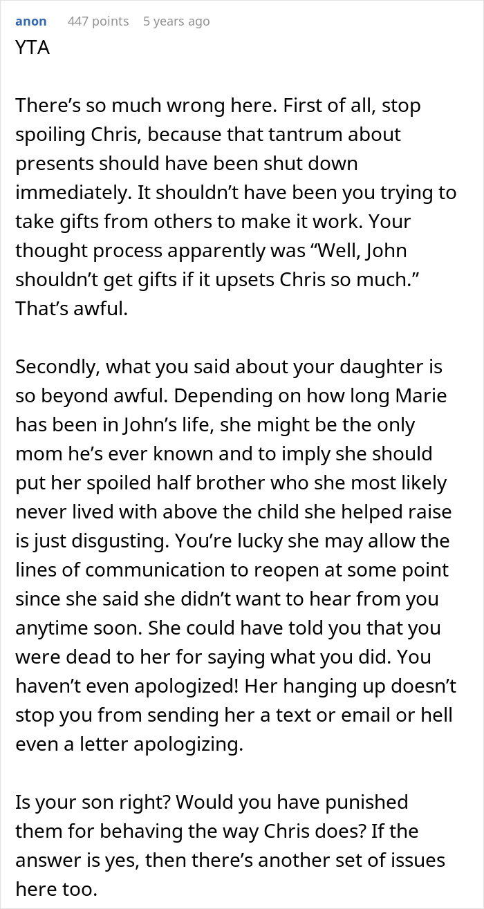 Commenter criticizes dad for spoiling son and demanding family skip Hanukkah gifts due to tantrum concerns.