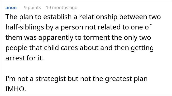 Screenshot of a comment discussing refusing to establish relationship between fathers and kids causing distress and legal issues.