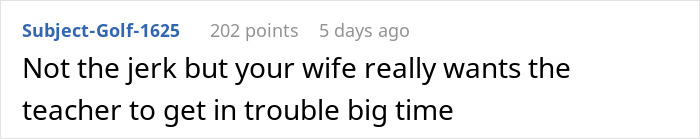 Screenshot of an online comment discussing a mom furious over a teacher&rsquo;s inappropriate note to her son.