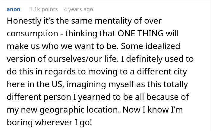 Comment discussing disillusionment after moving to a new African country seeking a simpler lifestyle and changed expectations.
