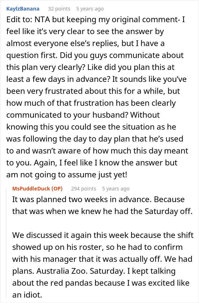 Online discussion about couple&rsquo;s first free Saturday, husband choosing best mate over wife, causing frustration and disappointment.