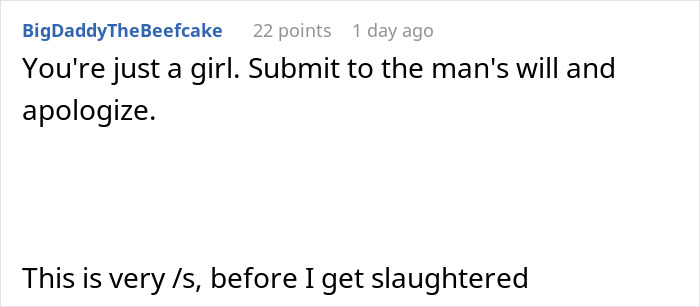 Screenshot of an online comment showing a toxic man venting about traditional wives and reacting to criticism of his logic.