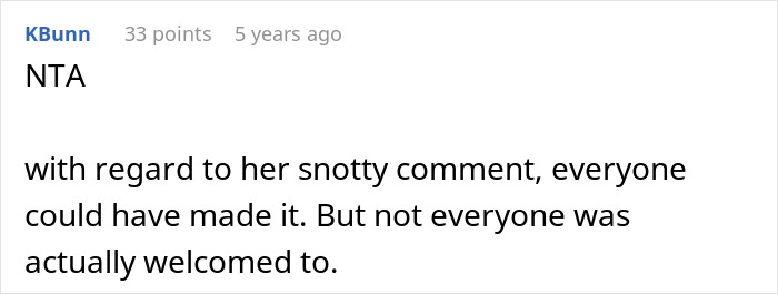 Comment on a forum saying NTA in response to a discussion about no vegan options Christmas Eve dinner plans.