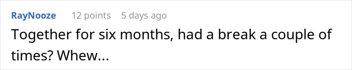 Comment about a woman ending a relationship due to her boyfriend's strong passion for pastries causing issues.