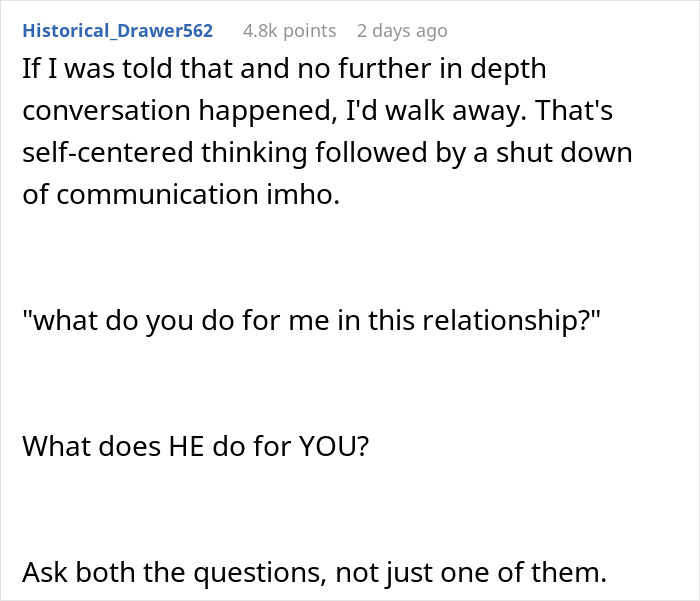 Reddit comment discussing relationship communication drama about earning an engagement ring after years together. Reddit comment discussing relationship communication drama about earning an engagement ring after years together.