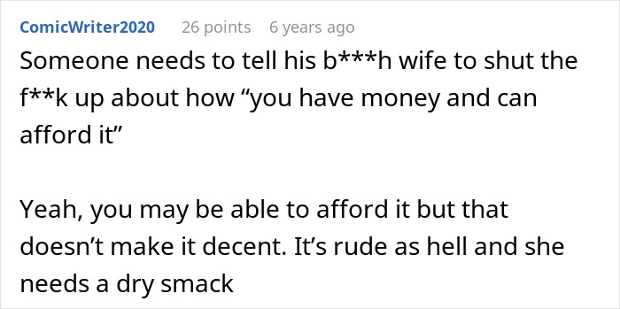 Commenter expressing strong opinion about rude behavior, related to brother-makes-bil-pay-dinner situation online.