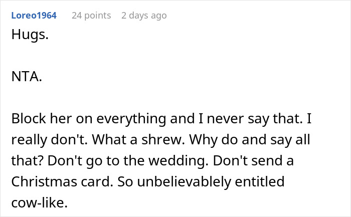 Screenshot of an online comment discussing a painful friendship wake-up call during a wedding dress shopping trip. Screenshot of an online comment discussing a painful friendship wake-up call during a wedding dress shopping trip.
