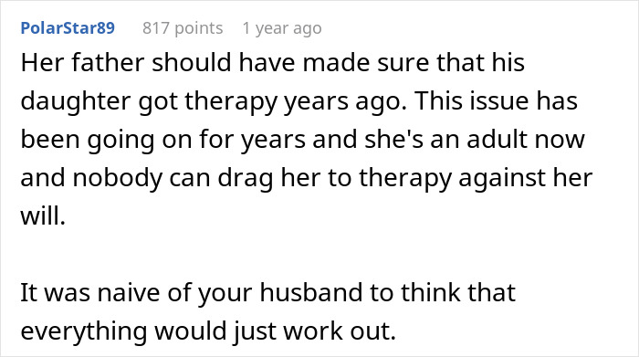 Comment excerpt discussing teen hostility towards stepmom and impact on dad's birthday party situation.