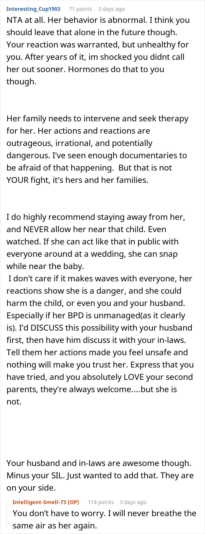 Alt text: Online discussion about family intervention and hospitalization over woman's obsessive behavior toward her brother
