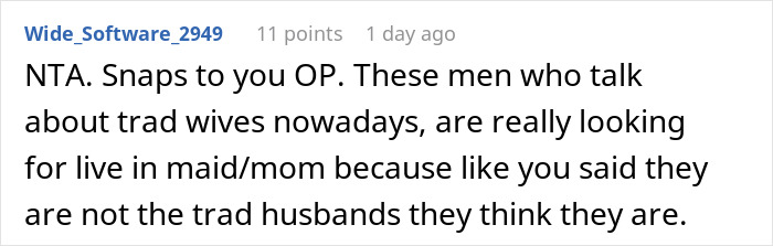 Screenshot of an online comment criticizing toxic men who vent about traditional wives and flawed logic in their arguments.