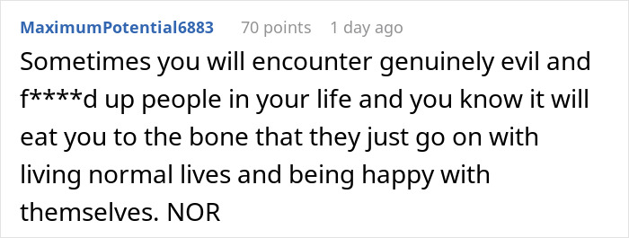 Reddit comment discussing encountering genuinely evil people and the impact on one's emotional well-being.