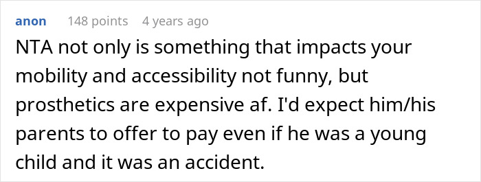 Screenshot of a Reddit comment discussing the consequences of a cruel prank and responsibility for payment.
