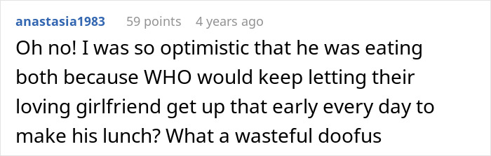 Upset woman watching boyfriend throwing away cooked lunches she prepared with disappointment in a kitchen setting.