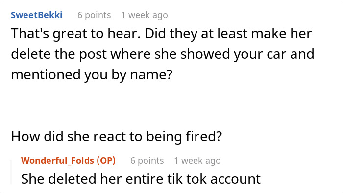 Screenshot of a social media conversation about a woman who put a coworker on blast and got fired. Screenshot of a social media conversation about a woman who put a coworker on blast and got fired.