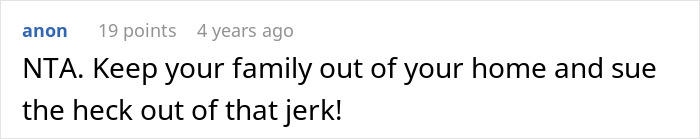 Screenshot of a forum comment discussing a man demanding his cousin pay for a cruel prank and the aunt&rsquo;s surprising reaction.