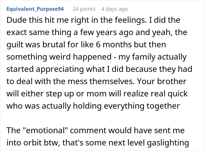 Screenshot of a heartfelt Reddit comment about a woman not seeing her daughter's efforts, focused on family dynamics.