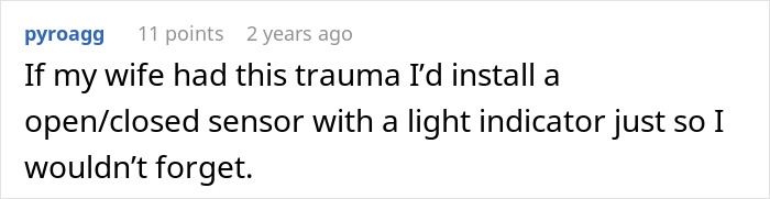 Screenshot of an online comment discussing the guy venting about his girlfriend wanting him to close her closet door.