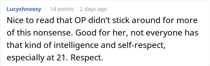Comment praising the new girlfriend&rsquo;s intelligence and self-respect after being tested by immature guy and his friends.