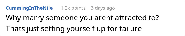 Screenshot of a comment questioning attraction in relationships after woman finds secret texts about her appearance.