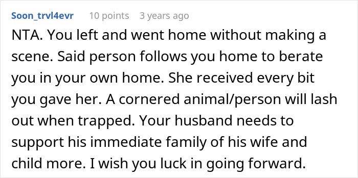 Screenshot of a Reddit comment discussing support and reactions involving repressed rage at MIL in a family conflict.