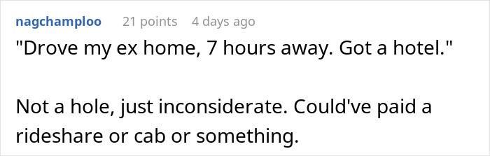 Screenshot of a Reddit comment discussing a guy going above and beyond for his ex-girlfriend, sparking upset from his current partner.