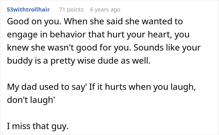 Screenshot of a Reddit comment discussing fianc&eacute;e&rsquo;s unexpected request months before wedding causing emotional distress.