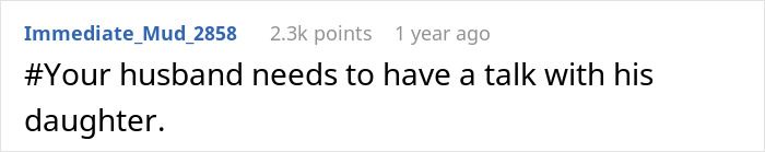 Comment on a forum post addressing issues between a teen and stepmom, suggesting the husband talk with his daughter.