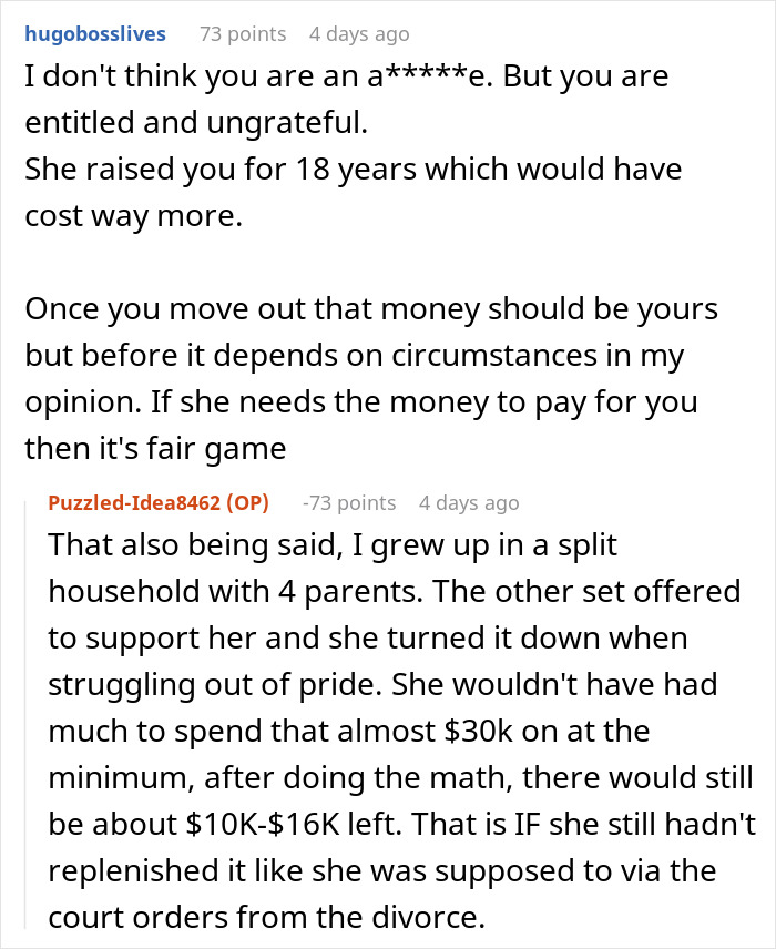 Online debate over teen&rsquo;s missing $30k and mom&rsquo;s vague answers sparks claims of ungratefulness and entitlement.