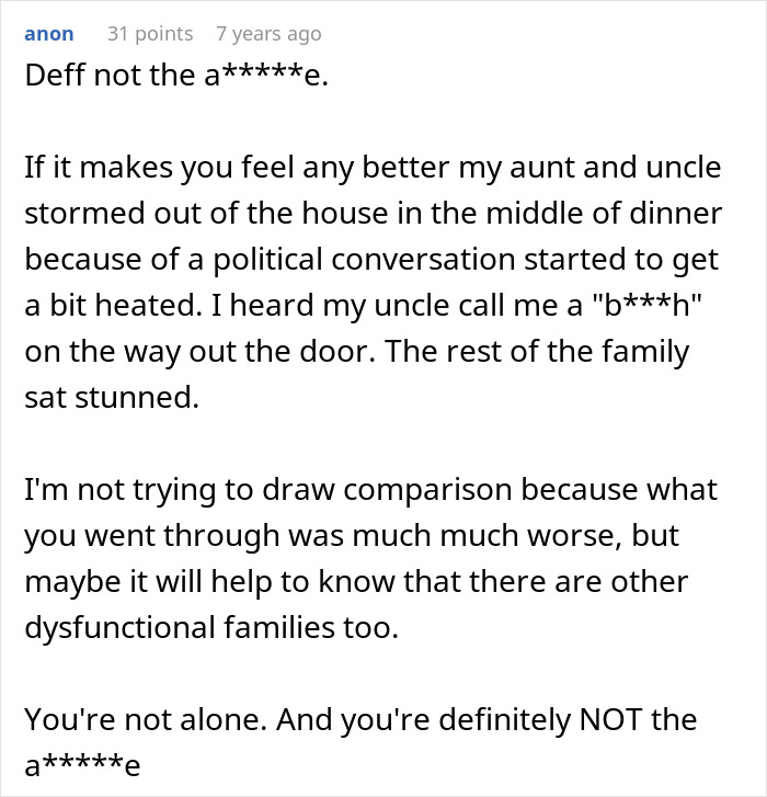 Alt text: Woman feels like she ruined Thanksgiving after blowing up at family for leaving dinner during a heated conversation. Alt text: Woman feels like she ruined Thanksgiving after blowing up at family for leaving dinner during a heated conversation.