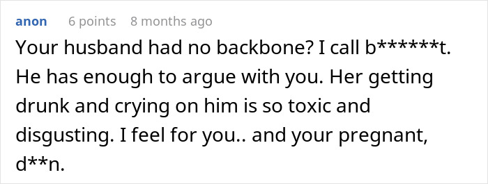 Comment discussing a husband who won&rsquo;t stand up to his mother, with the wife feeling frustrated and considering walking away.