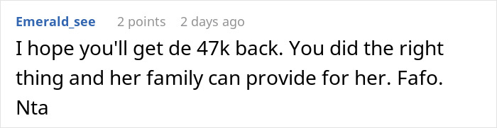 Comment text on a social forum discussing a marriage falling apart due to wife treating husband as ATM machine.