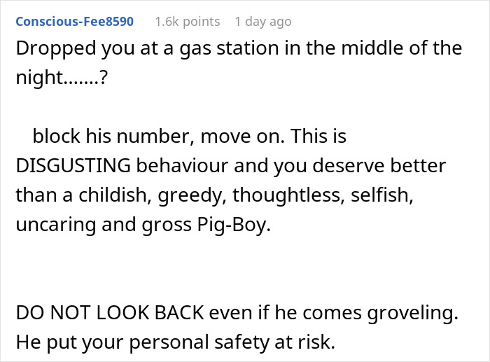 Text post complaining about a guy&rsquo;s uncontrollable hunger embarrassing his girlfriend in front of family.